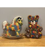 Vintage 1979 Foam Craft Nursery Teddy Bear And Rocking Horse Wall Hanging - €14,48 EUR Vintage 1979 Foam Craft Nursery Teddy Bear And Rocking Horse Wall Hanging - €14,48 EUR