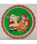 Christmas Fun Metal Tin Tray Drinks Cookies Santa &amp; Mrs. Claus Packing B... - $19.79