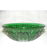 Vintage Anchor Hocking Forest Green Cut Glass 8&quot; Round Serving Bowl - €35,74 EUR
