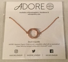 Adore Swarovski Crystal Bracelet Organic Circle Rose Gold Adjustable NEW - $11.29