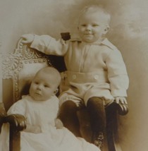 RPPC Vintage AZO Cute Toddler and His Baby Sister or Brother - £5.63 GBP