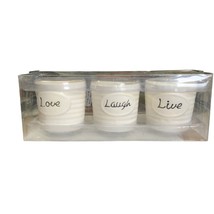 Set of 3 White Yankee Candle Votive Candle Holders Live Love Laugh New in Packag - £20.00 GBP