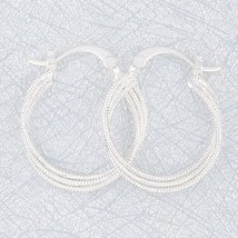 Triple Loop Hoop Earrings Sterling Silver - £9.82 GBP