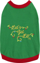 NEW Let&#39;s Get Lit Christmas Holiday Dog Pet Tee Shirt sz L green graphic... - £7.95 GBP