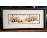 Original Watercolor Painting Man Hunting Winter Fall  Panoramic Very Nice - $139.00