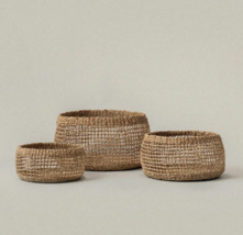 Small Round Seagrass Storage Basket for Home Organization, Organic Boho Decor Se - £15.01 GBP