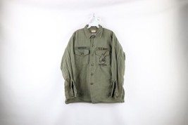 Vtg 70s Vietnam Era Mens 16.5 34 US Navy Seabees OG 107 Sateen Utility Shirt USA - £81.14 GBP