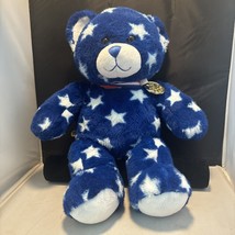 Build A Bear BAB Workshop Blue with White Patriotic Stars 16&quot; Bear Plush * Tag - £10.11 GBP