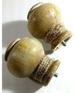 Round Wood Finials Natural with Rope Trim Set of 2 Rustic 2 1/2&quot;  - $8.54