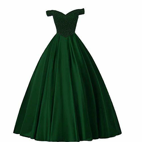 Off The Shoulder Pearls Long Corset Prom Dress Evening Gown Emerald Green US 16