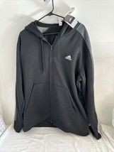 Adidas ClimaWarm Men&#39;s Tech Fleece Full Zip Hoodie Dark Black Grey Strip... - £34.09 GBP