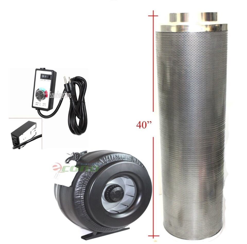 8&quot;x 40&quot; Carbon Filter &amp;  720 CFM 8&quot; Inline Fan Air Blower Odor Control S... - $271.14