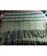 Vintage Horner Brothers Wool Blanket Wollen Mills Green Plaid Fringe Edg... - £72.88 GBP