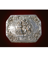 Rococo silver trinket box Lovers in park Late 18th century 800 Hallmark - £260.49 GBP