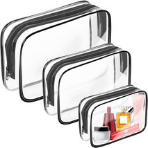 AURUZA 3 Pack Clear Toiletry Bag,Portable Travel Makeup Bags with Zipper - $9.90