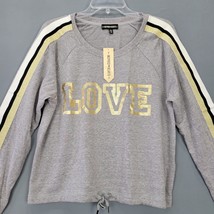Inspired Hearts Women Sweatshirt Size XL Gray Stretch Preppy Gold Graphi... - £16.88 GBP