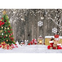 8X6Ft Christmas Photography Backdrop Winter Gift Wood Background Xmas Eve Holida - £40.12 GBP