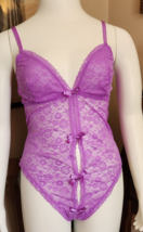 Victoria&#39;s Secret Sz XXL Lavender Stretch Lace Teddy Romper Crotchless NWT - $24.74