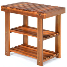 3-Tier Wood Shoe Rack 19&#39; Shoe Bench Free Standing Boots Organizer Home ... - £54.19 GBP