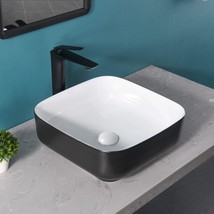 Davivy 15&#39;&#39; Square Vessel Sink With Pop Up Drain,Matte Black And White B... - £88.88 GBP