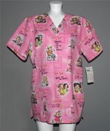 Dear God Kids Sayings Thick Pink 2-Pkt Scrubs Top Wm&#39;s  L / XL NWT Dtd 2... - $32.81 CAD
