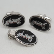 Mens Cufflink Tie Clasp Set Antique Automobile - £40.18 GBP