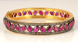 Victorian 5.86ct Rose Cut Diamond Ruby Wedding Women&#39;s Bracelet Christmas - £1,247.64 GBP