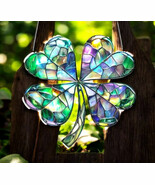 Acrylic Stained Glass Shamrock Suncatcher 2D Flat 8in Irish Window Hanging - $33.83 CAD