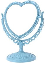Double Sided Mirror Makeup Vanity Cosmetic Magnifying Tabletop Stand Beauty Blue - £22.30 GBP
