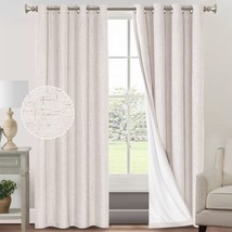 Princedeco Primitive Textured Linen 100% Blackout Curtains, 52 X 96 In, Ivory - £44.05 GBP