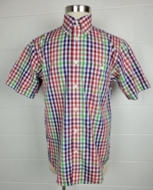 Orvis Mens Red Green Purple Cotton Plaid Short Sleeve Button Front Shirt M - £11.59 GBP