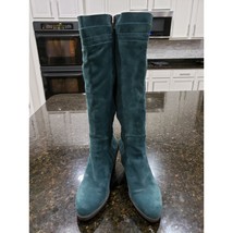 Charles David  Boots Womens Size 38 Green Suede Leather Block Heel Pull On - $58.41