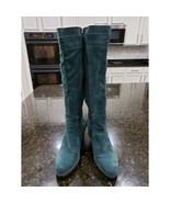 Charles David  Boots Womens Size 38 Green Suede Leather Block Heel Pull On - $79.88 CAD
