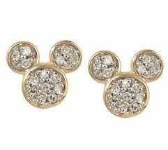 1/8Ct Simulated Mickey Mouse Diamond Stud Earrings 14k Yellow Gold Plated Silver - £75.15 GBP