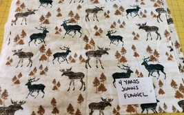 Moose Deer Cream Snuggle Cotton Flannel Fabric 4 Yards Quilting Sewing - £26.29 GBP