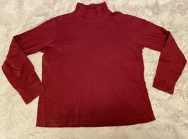 LL Bean Top Womens Medium Red Solid Turtle Neck Long Sleeve Pullover - £16.19 GBP