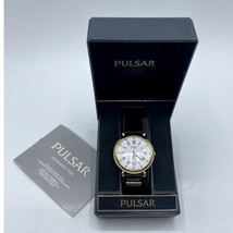 Pulsar Watch Men Gold Date Leather Band Pittsburgh Post Gazette Award - £50.73 GBP