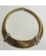 Vintage  Collar Necklace gold tone and &quot;diamonds&quot; signed Monet  - £78.56 GBP