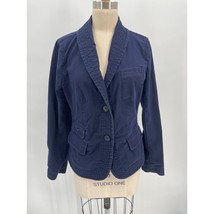 Talbots Shawl Collar Blazer Jacket Sz 10 Navy Blue Stretch Cotton Classic Office - £25.81 GBP