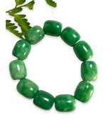 Emerald Green Jade Beaded Stretch Bracelet Chunky Good Luck Prosperity H... - $16.82