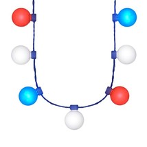 Large Red White Blue Party Globes Light Up Patriotic Necklace - £19.28 GBP