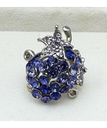 Purple Grape Cluster Ring Silver Tone Rhinestone Chunky  Sz 8 Vintage Style - $18.99