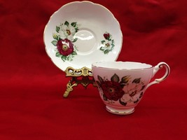 Regency Red and White Flowered Bone China Tea Cup And Saucer Set - £11.59 GBP
