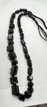 Tubular natural crystals Black Tourmaline beading strand 16 &quot; necklace s... - £19.38 GBP