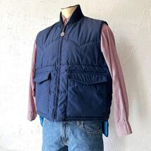 Vintage Miller Outerwear Insulated Vest Blue Western Yoke USA Made - Men... - $47.45
