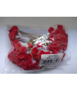 New lot 144 RED 1/4&quot; Ribbon Roses on 3 &quot; white wire stem pick Crafts Val... - £8.97 GBP