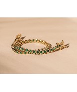 18K Green Emerald Tennis Bracelet Silver Gold Anniversary Wedding Gift For Women - $159.00 - $173.00