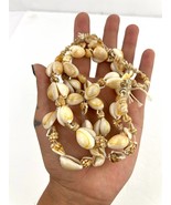 VTG Cowrie Shells Natural Seashells Beaded Long Necklace Handmade 36&quot; - £14.16 GBP