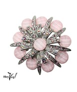 Vintage Pink Rhinestone Pin Brooch Glowing Pink Faceted Glass Beads 2&quot; -... - £20.37 GBP