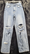 Pretty Little Thing Jeans Womens Size 0 Blue Denim Cotton Flat Front Medium Wash - £14.14 GBP